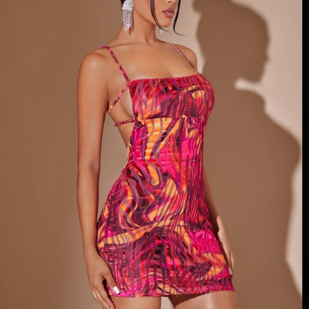 SHEIN Pink and Orange Backless Dress